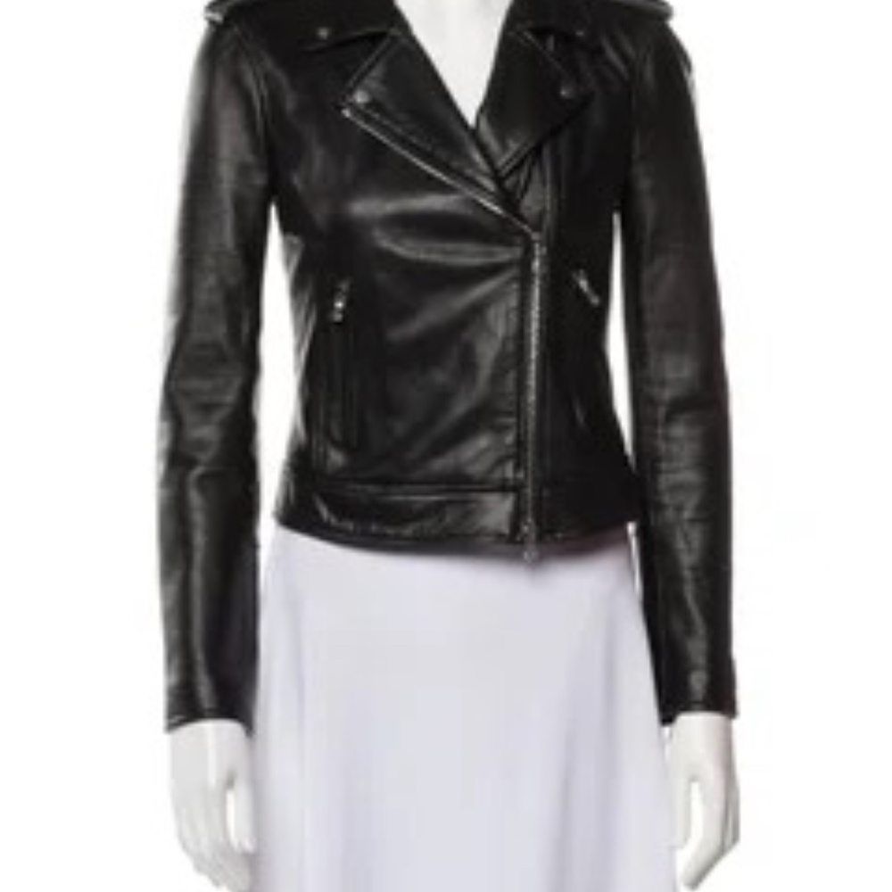 L'Agence Lamb Leather Biker Jacket
